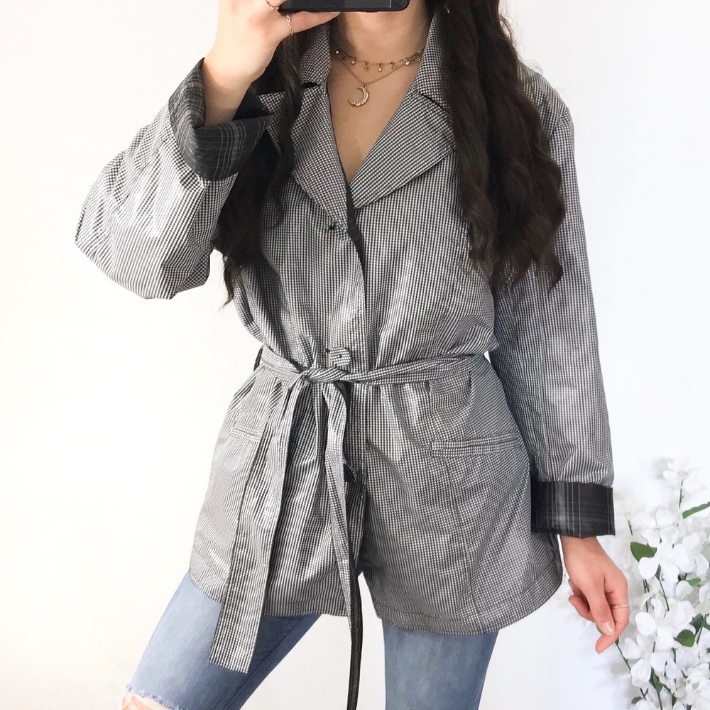 ❤️SALE❤️ Reversible gingham plaid raincoat jacket